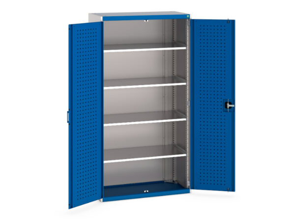 Cubio Cupboard Storage with Perfo Doors And 4 Shelves - WxDxH: 1050X525X2000mm Ral 7035/5010 _SKU-40013053.11V