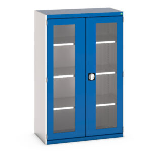 Cubio Cupboard Storage with Window Doors And 3 Shelves. WxDxH: 1050X525X1600mm Ral 7035/5010 _SKU-40013062.11V