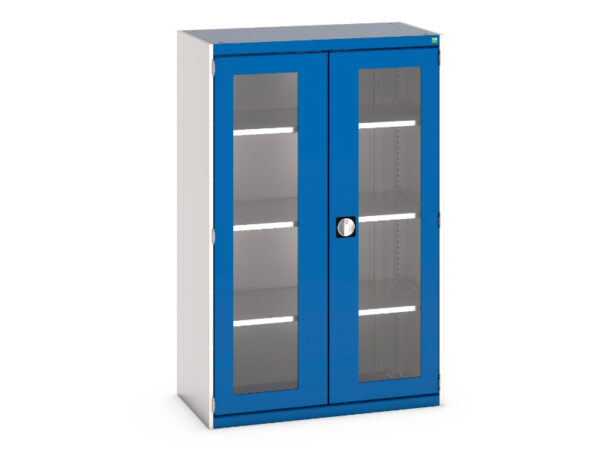 Cubio Cupboard Storage with Window Doors And 3 Shelves. WxDxH: 1050X525X1600mm Ral 7035/5010 _SKU-40013062.11V