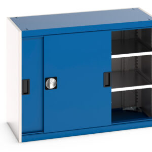 Cubio Cupboard Storage with Sliding Doors And 2 Shelves. WxDxH: 1050X525X800mm Ral 7035/5010 _SKU-40013067.11V