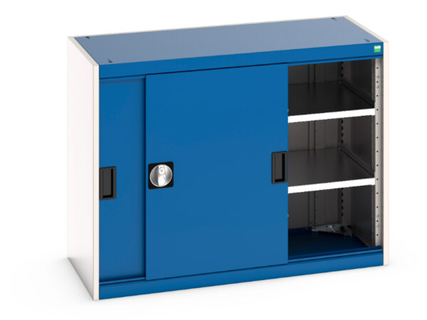 Cubio Cupboard Storage with Sliding Doors And 2 Shelves. WxDxH: 1050X525X800mm Ral 7035/5010 _SKU-40013067.11V
