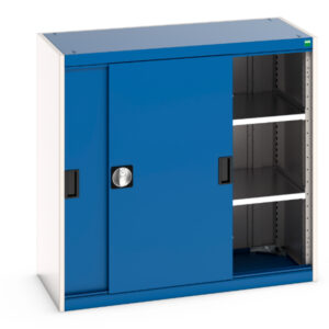 Cubio Cupboard Storage with Sliding Doors And 2 Shelves. WxDxH: 1050X525X1000mm Ral 7035/5010 _SKU-40013068.11V