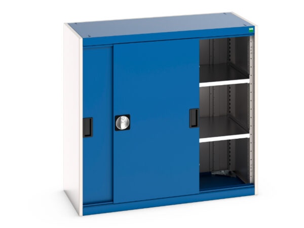 Cubio Cupboard Storage with Sliding Doors And 2 Shelves. WxDxH: 1050X525X1000mm Ral 7035/5010 _SKU-40013068.11V