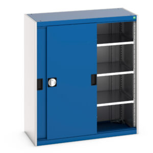 Cubio Cupboard Storage with Sliding Doors And 3 Shelves. WxDxH: 1050X525X1200mm Ral 7035/5010 _SKU-40013069.11V