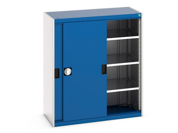 Cubio Cupboard Storage with Sliding Doors And 3 Shelves. WxDxH: 1050X525X1200mm Ral 7035/5010 _SKU-40013069.11V