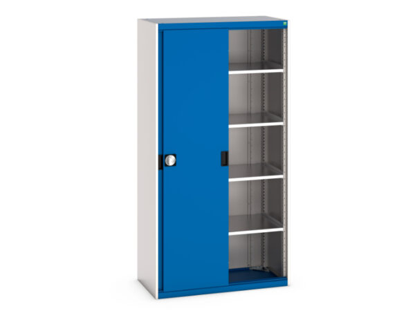 Sliding Door Bott Cupboard Storage - Cubio Cupboard Storage with Sliding Doors And 4 Shelves. WxDxH: 1050X525X2000mm Ral 7035/5010 _SKU-40013071.11V
