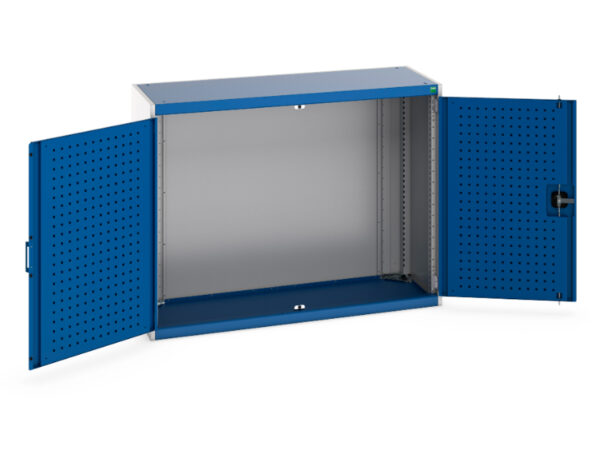 1300mm Wide Storage Cabinet with Perforated Doors - WxDxH: 1300X525X1000mm Ral 7035/5010 _SKU-40014013.11V