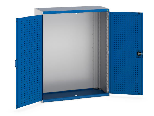 Bott Heavy Duty Blue Metal Storage Cabinet - with Perfo Doors. WxDxH: 1300X525X1600mm Ral 7035/5010 _SKU-40014017.11V