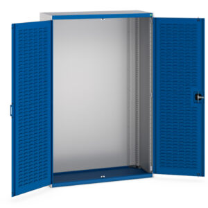 Industrial Cupboard Storage Metal Blue - with Louvre Doors. WxDxH: 1300X525X2000mm Ral 7035/5010 _SKU-40014020.11V