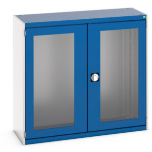 Metal Cupboard Storage with Window Doors - WxDxH: 1300X525X1200mm Ral 7035/5010 _SKU-40014021.11V