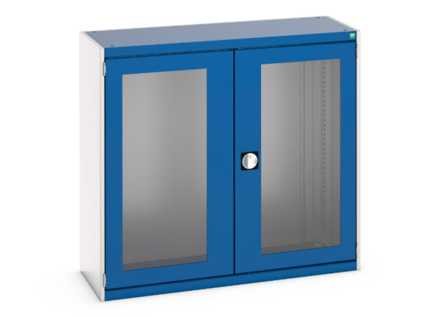 Metal Cupboard Storage with Window Doors - WxDxH: 1300X525X1200mm Ral 7035/5010 _SKU-40014021.11V
