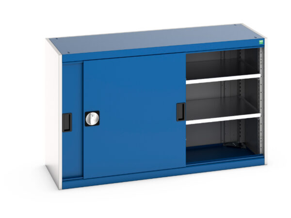 Cubio Cupboard Storage with Sliding Doors And 2 Shelves. WxDxH: 1300X525X800mm Ral 7035/5010 _SKU-40014059.11V