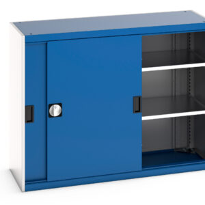 Cubio Cupboard Storage with Sliding Doors And 2 Shelves. WxDxH: 1300X525X1000mm Ral 7035/5010 _SKU-40014060.11V