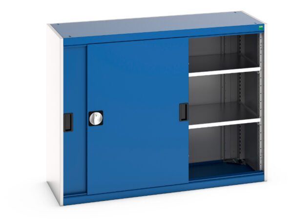 Cubio Cupboard Storage with Sliding Doors And 2 Shelves. WxDxH: 1300X525X1000mm Ral 7035/5010 _SKU-40014060.11V