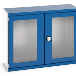 1M High Steel Industrial Cupboard Storage - with Window Doors. WxDxH: 1300X525X1000mm Ral 7035/5010 _SKU-40014067.11V