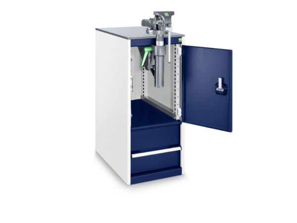 Storage Cabinet with Vise - Cubio Vice Storage Cabinet with 125mm Vice, 1X Drawer. WxDxH: 400X650X900mm Ral 7035/5010 _SKU-40017100.11V