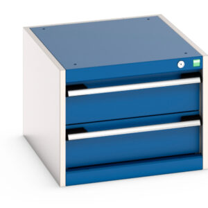 525mm Heavy Duty Drawer Storage Cabinet - Cubio Drawer Storage Cabinet with 2 Drawers. WxDxH: 525X650X400mm Ral 7035/5010 _SKU-40018005.11V