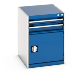 Workshop Small Storage Drawers - Cubio Drawer-Door Storage Cabinet with 2 Drawers / Door. WxDxH: 525X650X700mm Ral 7035/5010 _SKU-40018021.11V