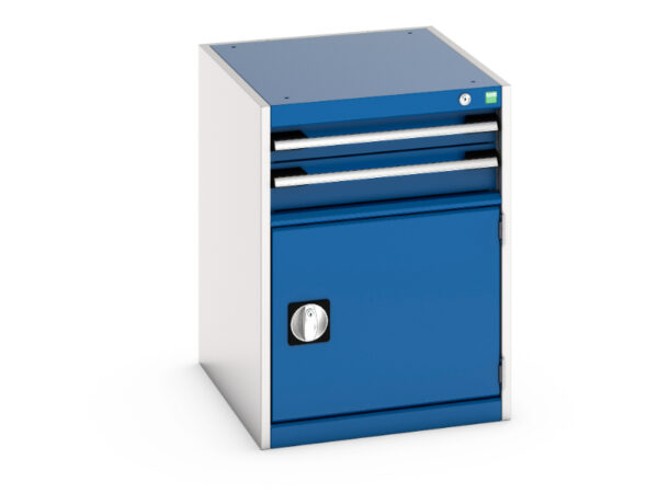 Workshop Small Storage Drawers - Cubio Drawer-Door Storage Cabinet with 2 Drawers / Door. WxDxH: 525X650X700mm Ral 7035/5010 _SKU-40018021.11V