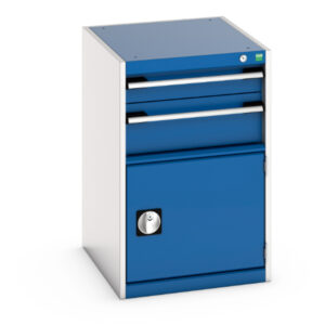 Drawers for Workshop - Cubio Drawer-Door Storage Cabinet with 2 Drawers / Door. WxDxH: 525X650X800mm Ral 7035/5010 _SKU-40018031.11V