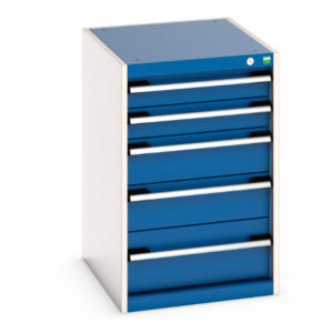 Bott Cubio Storage Cabinet - with 5 Drawers. WxDxH: 525X650X800mm Ral 7035/5010 _SKU-40018037.11V