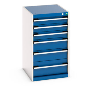 Cubio Drawer Storage Cabinet with 6 Drawers. WxDxH: 525X650X900mm Ral 7035/5010 _SKU-40018049.11V