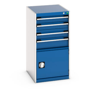 Industrial Drawers Storage Cabinets - Cubio Drawer Storage Cabinet with 4 Drawers / Door. WxDxH: 525X650X1000mm Ral 7035/5010 _SKU-40018055.11V
