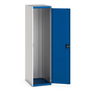 525mm Wide Metal Cupboard Storage - Cubio Cupboard Storage with Perfo Doors. WxDxH: 525X650X2000mm Ral 7035/5010 _SKU-40018093.11V
