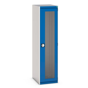 Metal Cupboard Storage with Windows - Cubio Cupboard Storage with Window Doors. WxDxH: 525X650X2000mm Ral 7035/5010 _SKU-40018142.11V