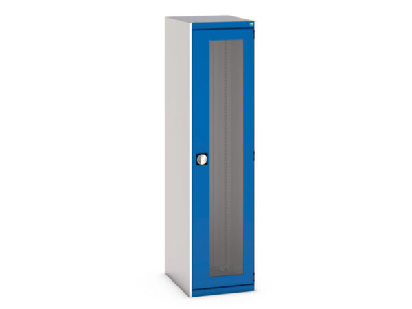 Metal Cupboard Storage with Windows - Cubio Cupboard Storage with Window Doors. WxDxH: 525X650X2000mm Ral 7035/5010 _SKU-40018142.11V