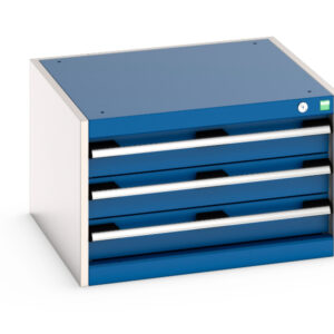 Warehouse Steel Storage Cabinet - Cubio Drawer Storage Cabinet with 3 Drawers. WxDxH: 650X650X400mm Ral 7035/5010 _SKU-40019009.11V