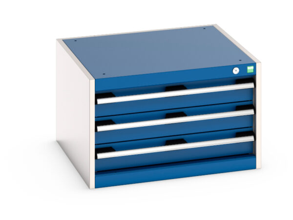 Warehouse Steel Storage Cabinet - Cubio Drawer Storage Cabinet with 3 Drawers. WxDxH: 650X650X400mm Ral 7035/5010 _SKU-40019009.11V