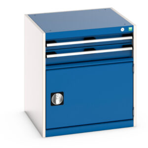 Industrial Parts Drawers - Cubio Drawer-Door Storage Cabinet with 2 Drawers / Door. WxDxH: 650X650X700mm Ral 7035/5010 _SKU-40019021.11V