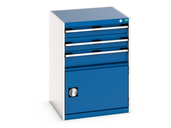 Workshop Cupboard Storages And Drawers - Cubio Drawer-Door Storage Cabinet with 3 Drawers / Door. WxDxH: 650X650X900mm Ral 7035/5010 _SKU-40019043.11V