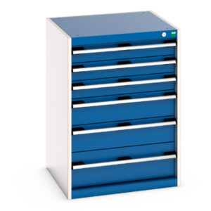 Cubio Drawer Storage Cabinet with 6 Drawers. WxDxH: 650X650X900mm Ral 7035/5010 _SKU-40019049.11V