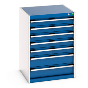 Cubio Drawer Storage Cabinet with 7 Drawers. WxDxH: 650X650X900mm Ral 7035/5010 _SKU-40019051.11V