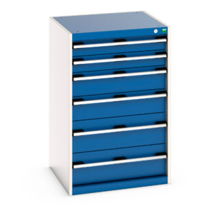 Cubio Drawer Storage Cabinet with 6 Drawers. WxDxH: 650X650X1000mm Ral 7035/5010 _SKU-40019059.11V