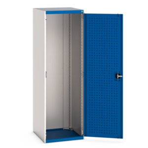 Double Door Pegboard Cupboard Storage - Cubio Cupboard Storage with Perfo Doors. WxDxH: 650X650X2000mm Ral 7035/5010 _SKU-40019095.11V