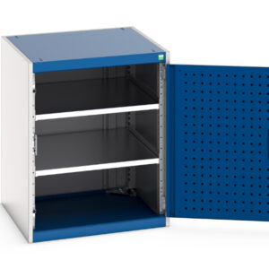 Industrial Storage Storage Cabinet - Cubio Cupboard Storage with Perfo Doors And 2 Shelves. WxDxH: 650X650X800mm Ral 7035/5010 _SKU-40019120.11V