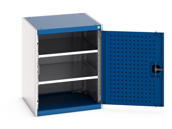 Industrial Storage Storage Cabinet - Cubio Cupboard Storage with Perfo Doors And 2 Shelves. WxDxH: 650X650X800mm Ral 7035/5010 _SKU-40019120.11V