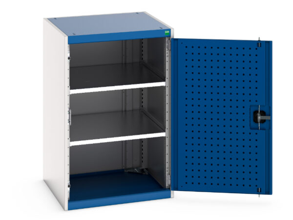 Cubio Cupboard Storage with Perfo Doors And 2 Shelves. WxDxH: 650X650X1000mm Ral 7035/5010 _SKU-40019121.11V