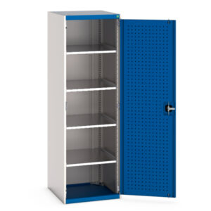 Cubio Cupboard Storage with Perfo Doors And 4 Shelves. WxDxH: 650X650X2000mm Ral 7035/5010 _SKU-40019125.11V