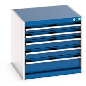 Industrial Chest of Drawers - Cubio Drawer Storage Cabinet with 5 Drawers. WxDxH: 650X650X600mm Ral 7035/5010 _SKU-40019152.11V