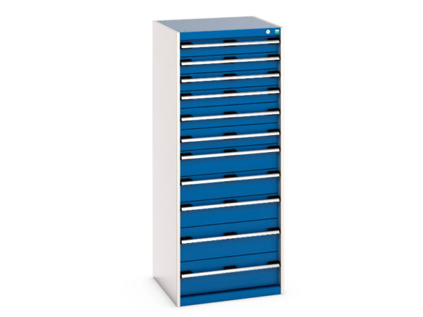 Cubio Drawer Storage Cabinet with 11 Drawers. WxDxH: 650X650X1600mm Ral 7035/5010 _SKU-40019156.11V