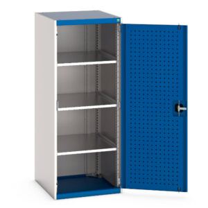 Cubio Cupboard Storage with Perfo Doors And 3 Shelves. WxDxH: 650X650X1600mm Ral 7035/5010 _SKU-40019158.11V