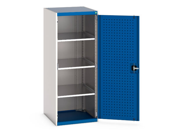 Cubio Cupboard Storage with Perfo Doors And 3 Shelves. WxDxH: 650X650X1600mm Ral 7035/5010 _SKU-40019158.11V