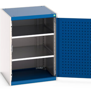 Industrial Storage Cupboard Storage - Cubio Cupboard Storage with Perfo Doors And 2 Shelves. WxDxH: 650X650X900mm Ral 7035/5010 _SKU-40019163.11V