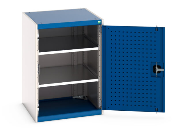 Industrial Storage Cupboard Storage - Cubio Cupboard Storage with Perfo Doors And 2 Shelves. WxDxH: 650X650X900mm Ral 7035/5010 _SKU-40019163.11V