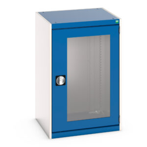 Industrial Metal Cupboard Storages - Cubio Cupboard Storage with Window Doors. WxDxH: 650X650X1000mm Ral 7035/5010 _SKU-40019164.11V