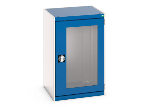 Industrial Metal Cupboard Storages - Cubio Cupboard Storage with Window Doors. WxDxH: 650X650X1000mm Ral 7035/5010 _SKU-40019164.11V